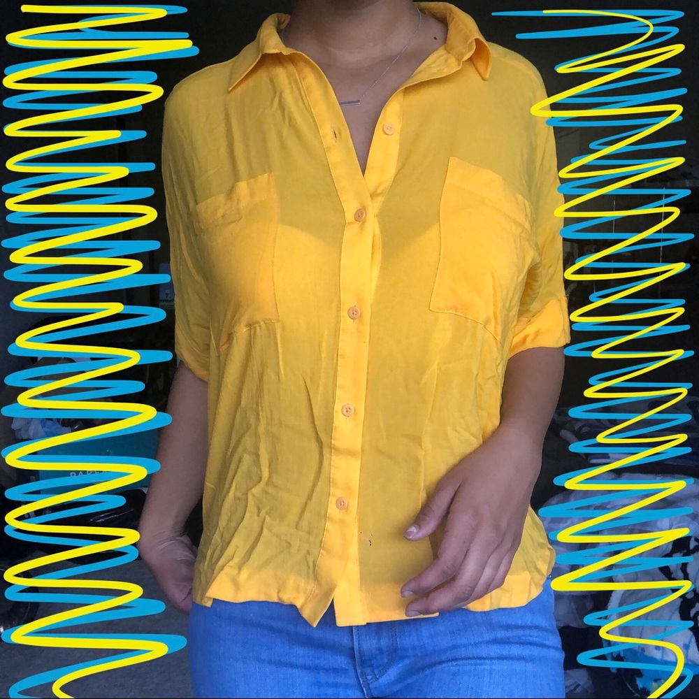 Topshop Collared Yellow Button Down - image 2